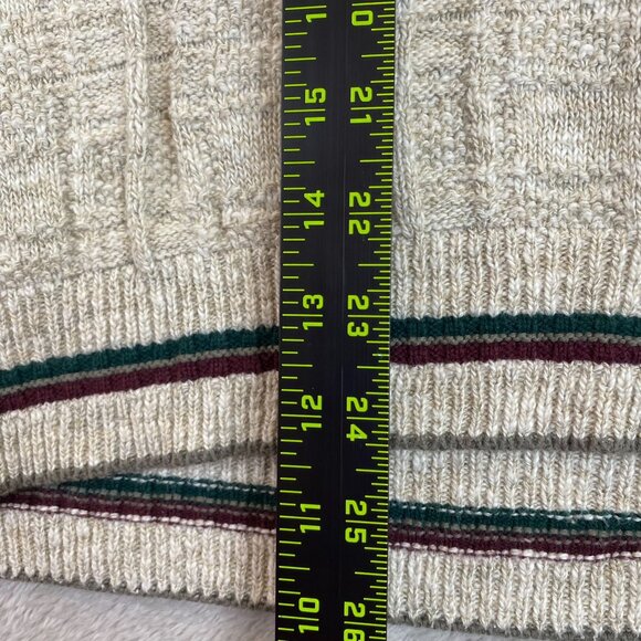 Carmel Mens Sweater Medium Pullover Knit Embroidered Vintage Golfer Argyle Beige - Picture 3 of 13